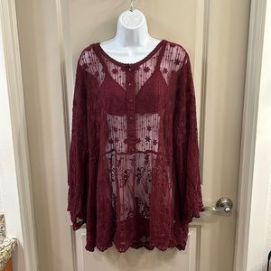 NWT Lane Bryant Lace Sheer layering Top